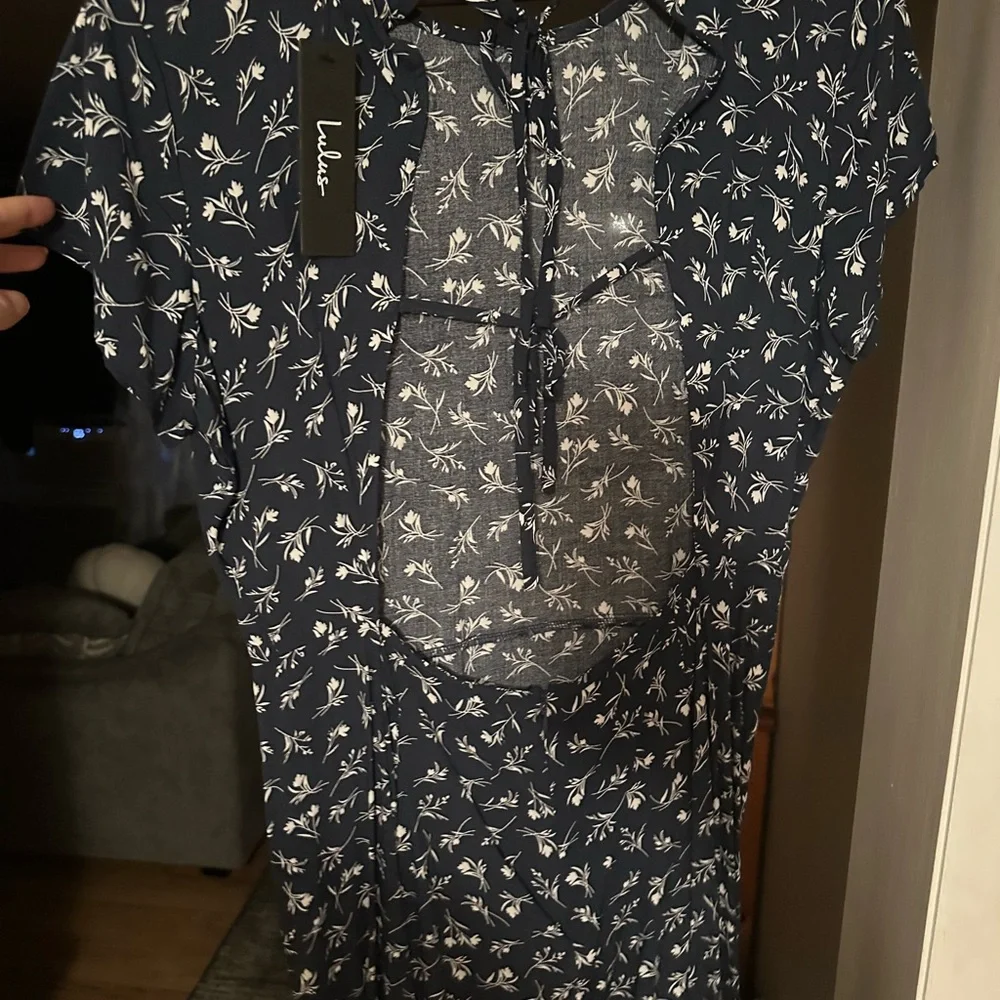 Lulu's Blue and White Flutter Sleeve Maxi Dress - Picture 6 of 7